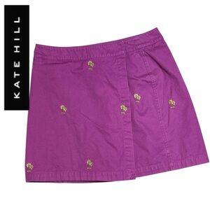 Kate Hill Women’s Petite Cotton Purple Palm Tree‎ Skort - Size 12P
